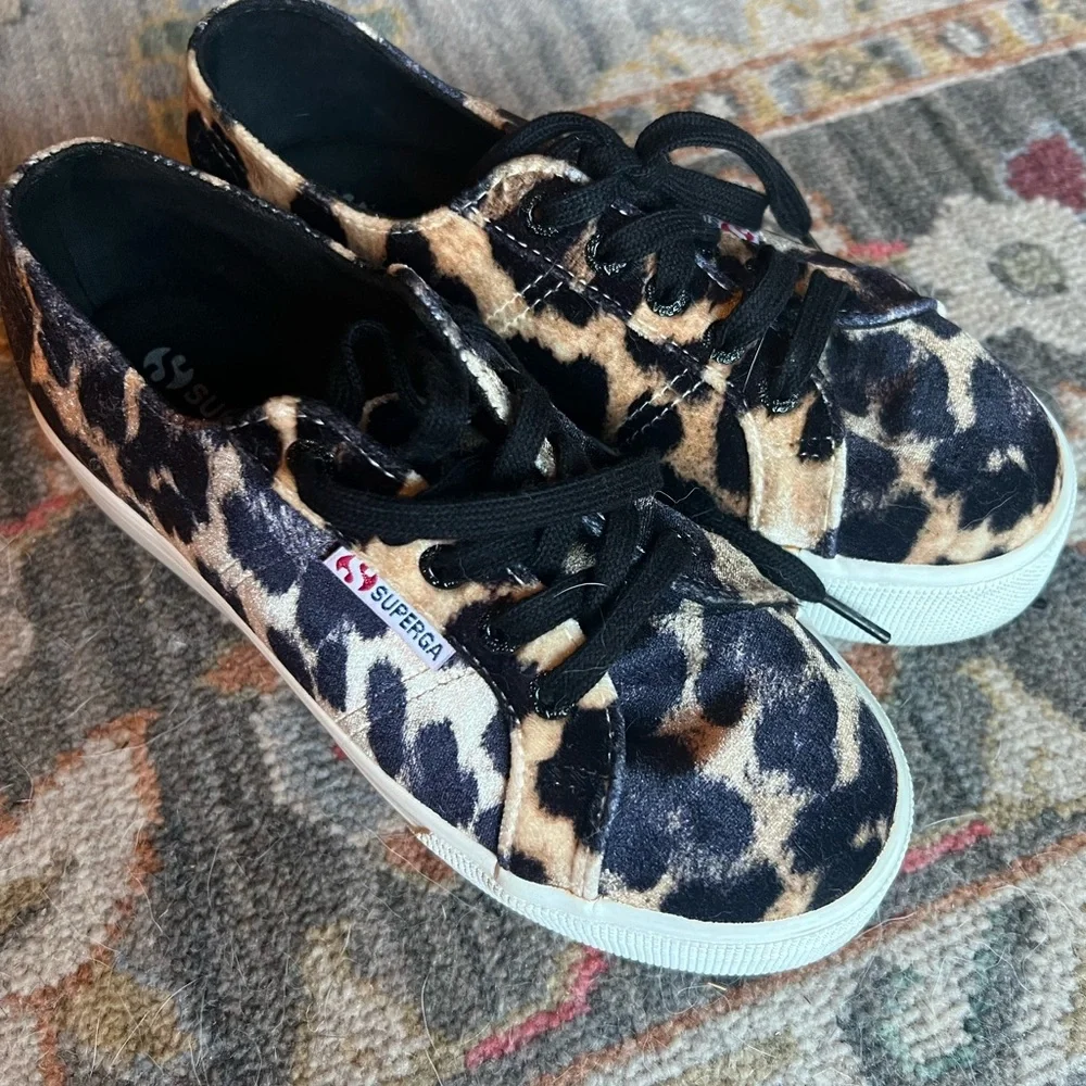 Superga leopard print textured platform sneakers 36